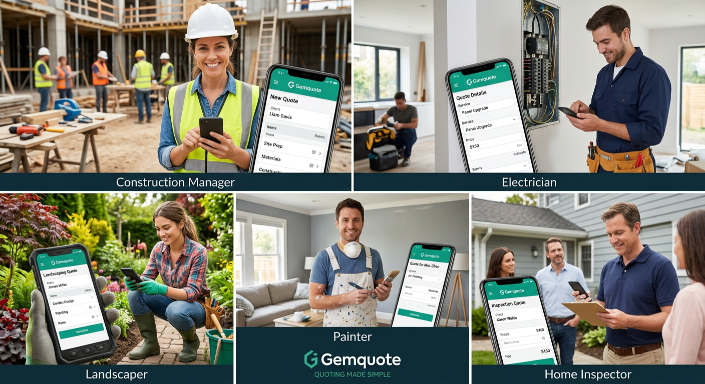 GemQuote used by construction managers, electricians, landscapers, painters and home inspectors